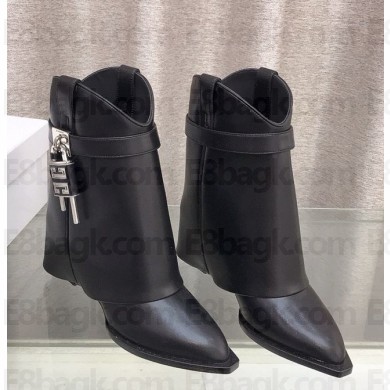 Givenchy Shark Lock Cowboy ankle boots in aged leather black  heel 6cm 1105-2024