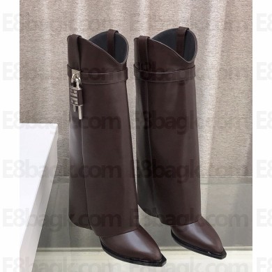 Givenchy Bottes Shark Lock en cuir coffee  heel 6cm 1105-2024