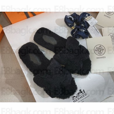 Hermes Oran Sandal  Woolskin black 2024