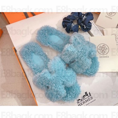 Hermes Oran Sandal  Woolskin sky blue 2024