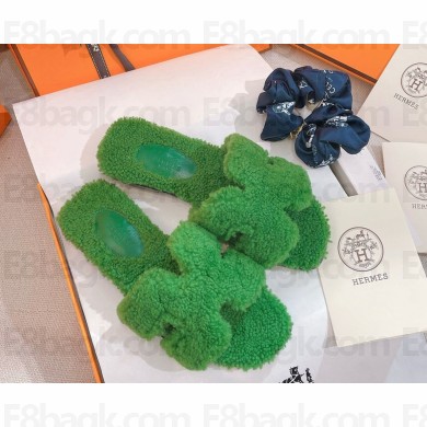 Hermes Oran Sandal  Woolskin grass green 2024