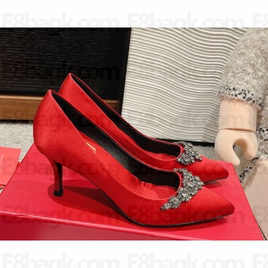 Roger Vivier Efflorescence Pumps in satin red 2025