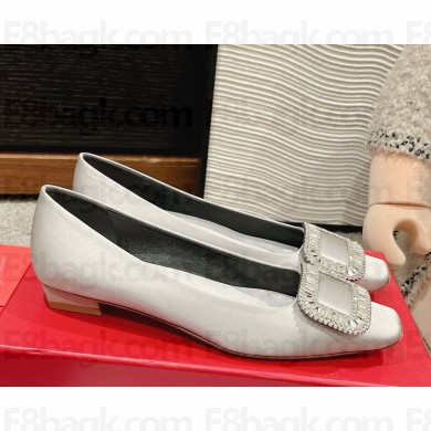 Roger Vivier Belle Vivier Ballerinas in satin silver 2025