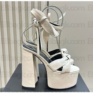 Saint Laurent Heel 14cm platform sandals in calfskin white 2024