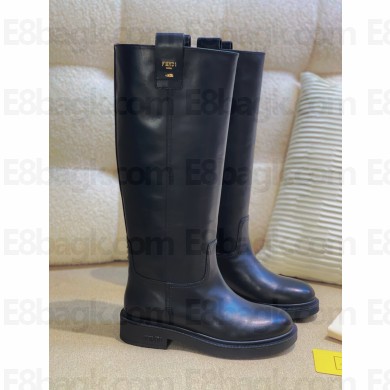 Fendi women's Filo black leather boots 2024