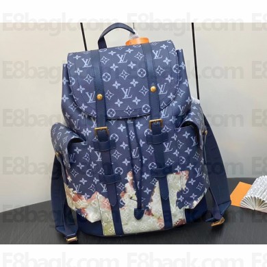 Louis Vuitton Monogram Canvas Christopher MM Backpack Bag M41379 Blue 2023