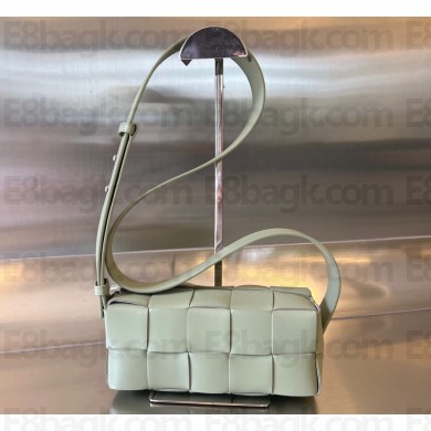 Bottega Veneta Intreccio leather Small Brick Cassette cross-body bag with adjustable strap 729251 Light Green