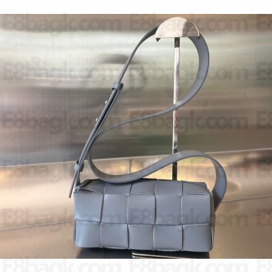 Bottega Veneta Intreccio leather Small Brick Cassette cross-body bag with adjustable strap 729251 Gray
