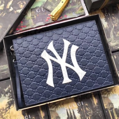 gucci Original GG pouch with NY Yankees patch 547796 blue
