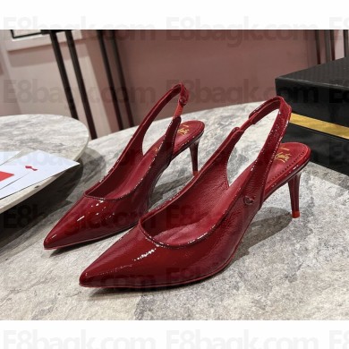 Christian Louboutin heel 6.5cm patent leather slingback Pumps burgundy 2024