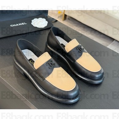 Chanel CC logo loafers calfskin beige 1129-2024