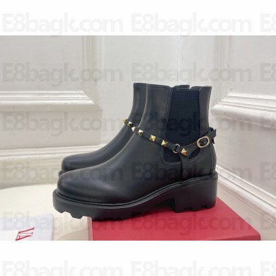 VALENTINO GARAVANI ROCKSTUD CALFSKIN ANKLE BOOT heel 5cm black 2024
