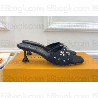 Louis Vuitton Women's silk with Crystal slippers black heel 5.5cm 2024