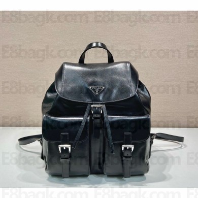 Prada soft calfskin double pocket backpack black 1BZ811B 1105-2024