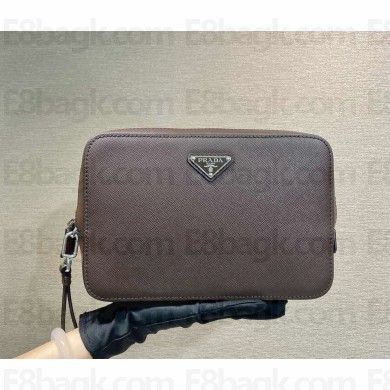 Prada Saffiano leather clutch bag 2VF017 coffee1105-2024