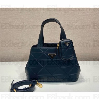 Prada Large quilted leather tote small bag black 1BG548 1105-2024