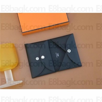 Hermes Calvi Duo Compact card holder in epsom leather noir handmade(original quality)