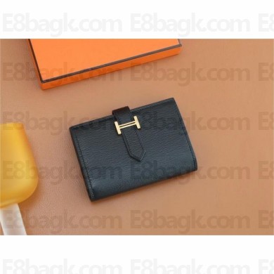 Hermes bearn mini wallet in mysore leather noir with gold hardware handmade(original quality)