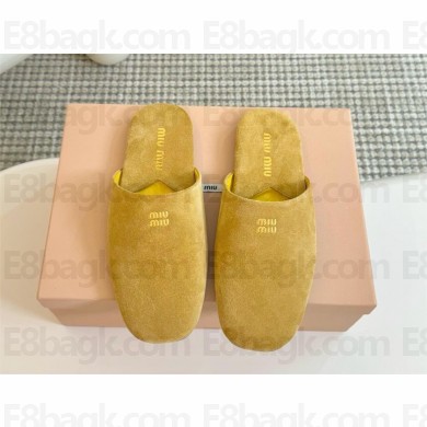 Miu Miu suede Leather slippers 5S322E yellow 2024