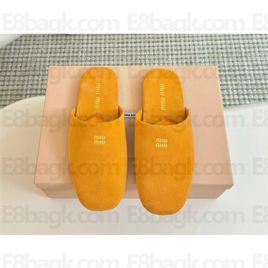 Miu Miu suede Leather slippers 5S322E orange 2024