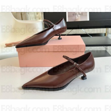 Miu Miu Brushed leather pumps 5I317E coffee 2024