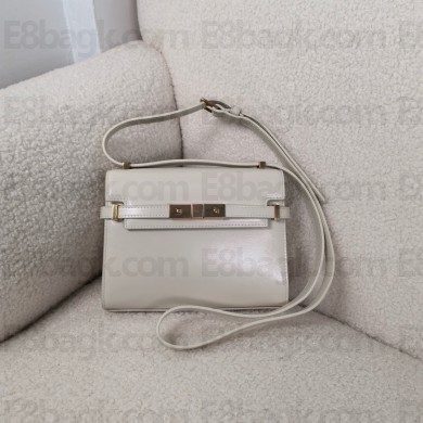 saint laurent manhattan mini crossbody bag in box leather white(original quality)
