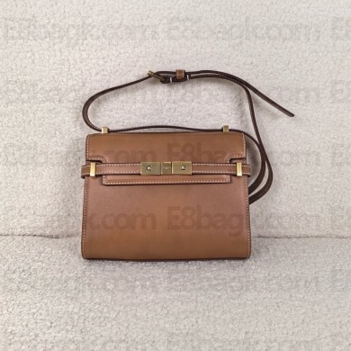 saint laurent manhattan mini crossbody bag in box leather brown(original quality)