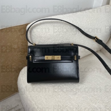 saint laurent manhattan mini crossbody bag in box leather black(original quality)