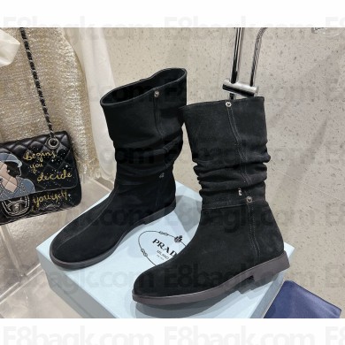 Prada suede mid-calf boots black 1118-2024