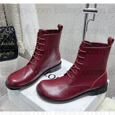 LOEWE  Leather ankle boots in burgundy  1118-2024