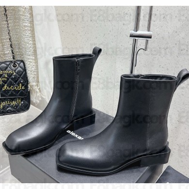 Alexander wang leather Zipper ankle Boots black 1118-2024