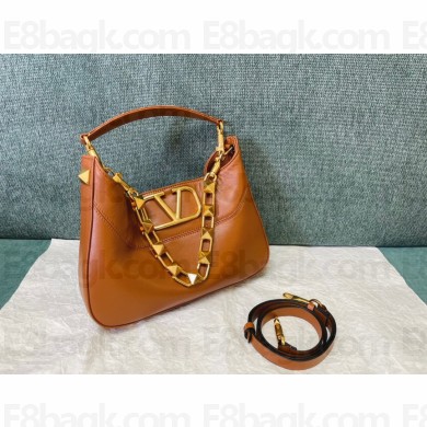 Valentino garavani Stud Sign Hobo Bag in Nappa Brown 2022 