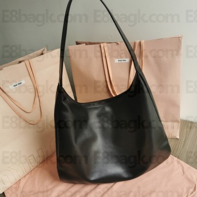 miu miu 5bb134 black  calfskin hobo bag 2022