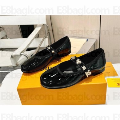 louis vuitton patent leather Romy Flat Ballerina black 2024
