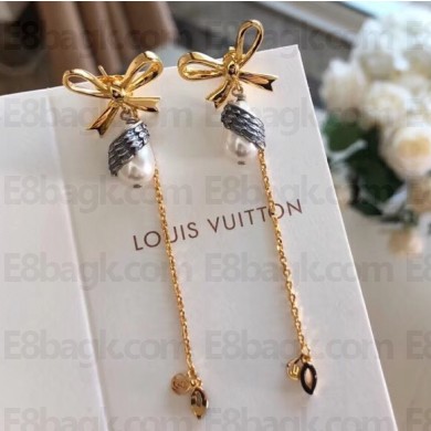 Louis Vuitton LV Windsor Pearl Earrings Bow Gold MP2204