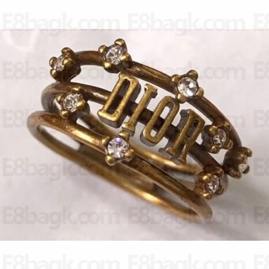 Dior Logo Crystal Ring Gold 2018