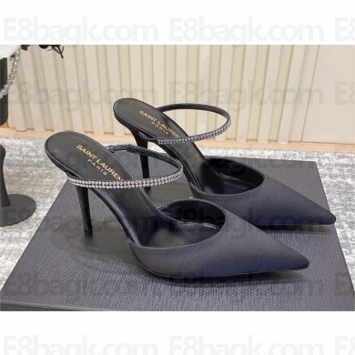 Saint Laurent Barbara 90 embellished satin mules black 2024
