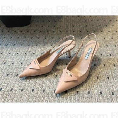 Prada Heel 7.5cm brushed leather Slingback Pumps nude pink 2024