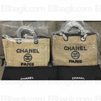 Chanel coco beach bag in raffia BLACK/BEIGE 2025