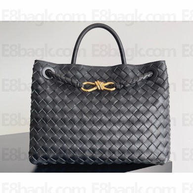 Bottega Veneta Intrecciato leather Medium Andiamo top handle Bag Black