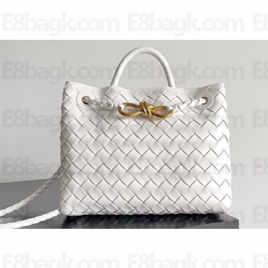 Bottega Veneta Intrecciato leather Small Andiamo top handle Bag White