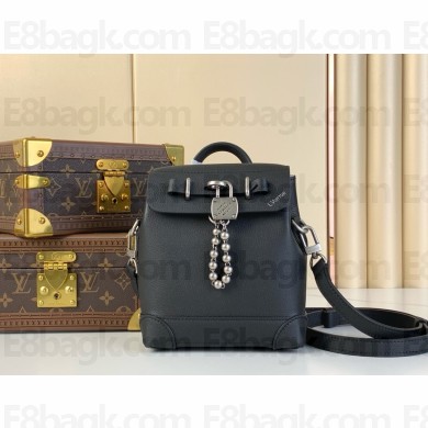 Louis Vuitton STEAMER 15 BACKPACK M11637 IN BLACK GRAINED LEATHER 2024