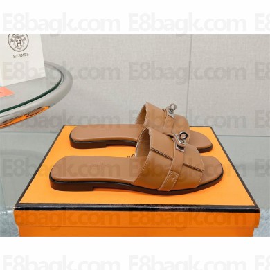 Hermes Giulia FLAT sandal in calfskin tan 2023