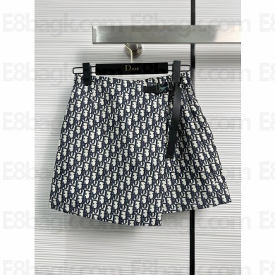 DIOR Blue and Ecru Technical Taffeta Jacquard with Dior Oblique Motif skort 2023