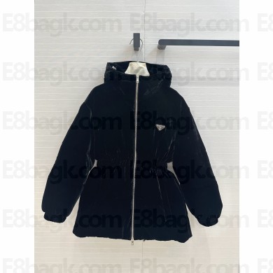 PRADA BLACK Velvet down jacket 292214 2024