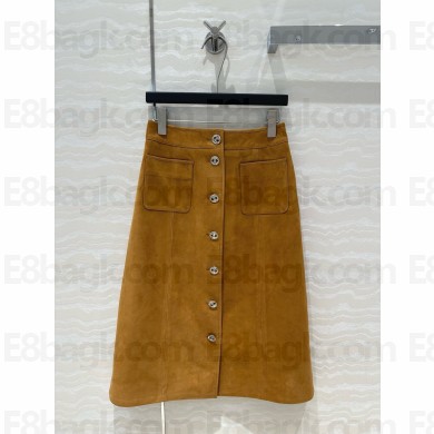 chanel suede skirt yellow 2024