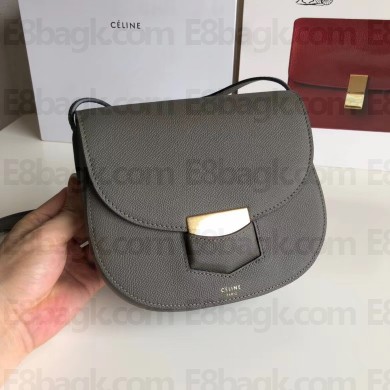 Celine Grained Calfskin Trotteur small/Medium Bag gray