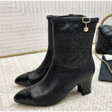 chanel Lambskin classic Quilting ankle Boots in black heel 6.5cm 2024