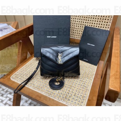 Saint Laurent loulou toy strap bag in quilted "y" leather 467072 black with gold hardware(original quality)