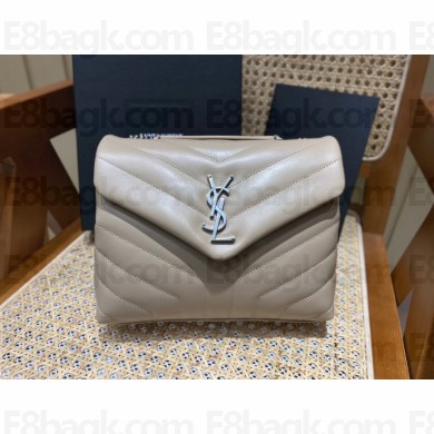 SAINT LAURENT loulou small chain bag en cuir matelassé «y» 494699 gray with silver hardware(ORIGINAL QUALITY)